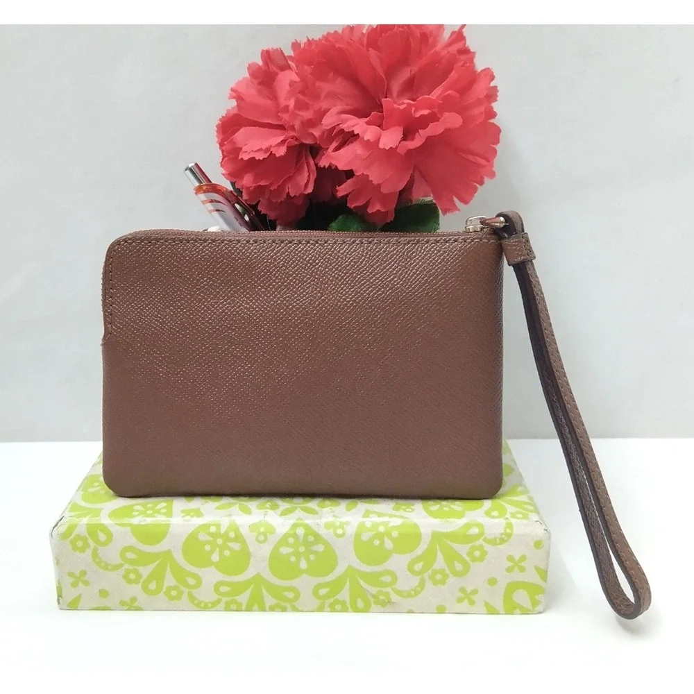 Coach Brown Leather Zipper Closure Coin Wallet